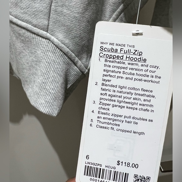 ⭐️Lululemon Scuba Full Zip Cropped Hoodie Heathered Grey Size 6⭐️ - Picture 6 of 12